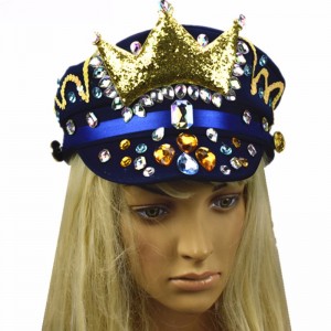 New sapphire blue crown Lyjenny hat Brazilian Carnival diamond hats sequined hat custom-made wholesale