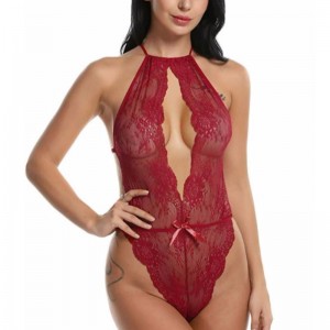 Sexy Lingerie for Women Teddy One Piece Lace Babydoll Bodysuit Rose-team