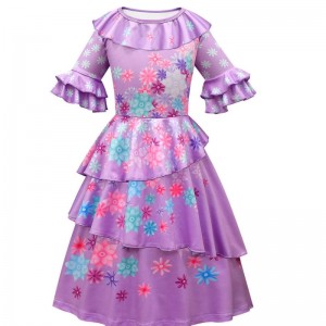 TV Movie Cosplay Girls Short Sleeve Flower Ruffles Princess Party Clothes Dress Costumes