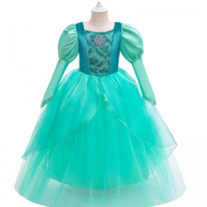 Halloween Mermaid Costume for Girls Princess Ariel Ball Gown Children Kids Party Frocks Embroidery Carnival Party Dresses 3 - 14 pieces