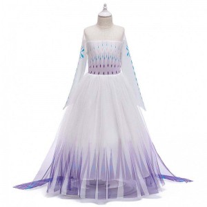 2020 Wholesale INS Snow Queen Elsa Dress Princess Girl Anna Long White Dress BX1693