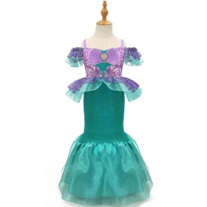 BAIGE Colorful Girls Birthday Party Ball Gowns 10 Year Kid Tulle Mermaid Cosplay Costume Wedding Flower Girl Gown Dress