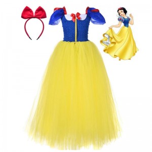 Summer Princess Dress For Girls Snow White Cosplay Costume Puff Sleeve Kids Dress Children Party Birthday Fancy Gown