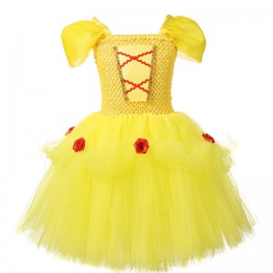 Apparel Princess Dress Off Shoulder Layered Costume for Little Girl