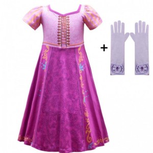 New Style Rapunzel Girls Long Dress Cosplay Costume Ice Princess Cartoon Skirt for Party 3753