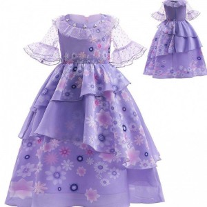 BAIGE Cosplay Isabella Purple Anime Encanto Dress Carnival Party Princess Costume for Girls