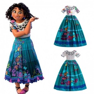 BAIGE New Encanto Kids Dress up Princess Mirabel Cosplay Costume MFMW006