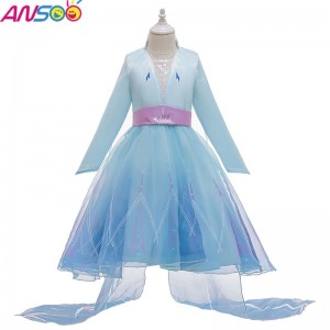 ANSOO Newest Kids Celebrities Clothes Princess Elsa Wear Dress Halloween Costumes For Girls