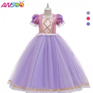 ANSOO Kids Birthday Party Dresses Halloween Easter Carnival Cosplay Princess Sofia Rapunzel Dress Up Girls Costume