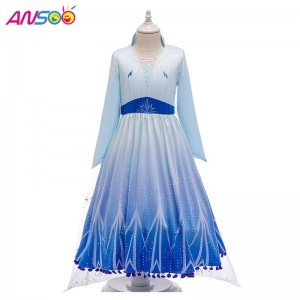 ANSOO Hot Sale Elsa Anna Cosplay Costume 3pcs a Set Girls Movie Princess Dress For 2-13 Years Old Girls