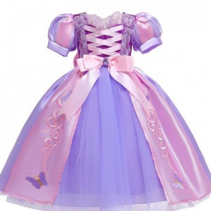 Baige Halloween Costume Kids Birthday Party Children Fancy Up Sofia Dress for Girls Rapunzel Princess Dress