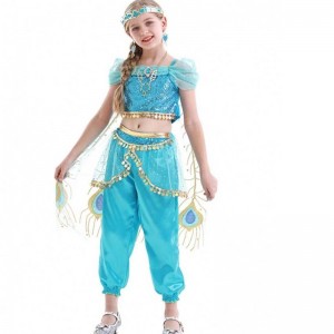 Anime Aladdin and The Magic Lamp Aladdin Cosplay Costume Princess Jasmine Belly Dancer Costume For Girl HCAL-001