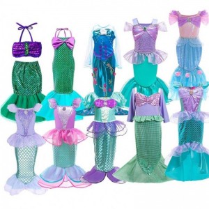 Girls Little Mermaid Halloween Princess Costume Children Ariel Dress Kids Christmas Carnival Birthday Party Fancy Outfit Clothes