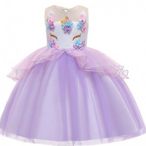 Wholesale Baby cloth Kids Unicorn Ball gown Frock Design Girl Party Dresses DJS006