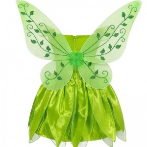 Toddler Kid Halloween Cosplay Birthday Outfits Set Dancing Butterfly Green Fairy Wing Tinker Bell Dress 2-10T HCTB-001