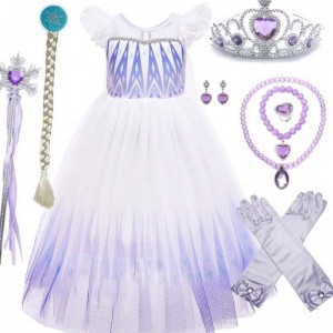 Wholesale 3-10 years Princess Snow Queen Elsa Queen Dress With Accessories Crown Braid Wand HCGD-029