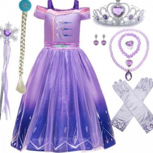 Wholesale Princess Costume Sequin Mesh Party Elsa Dress For Kids With Accessories HCGD-030