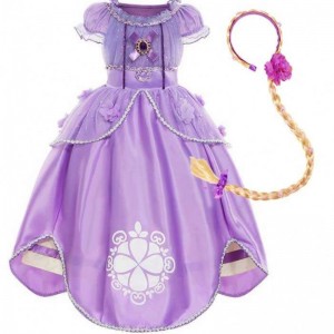 Halloween Party Dress up Puff Sleeve Floral Tulle Ball Gown Princess Sofia The First Dress for Baby Girls HCRS-00