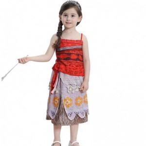 Halloween Cosplay Costume Skirt Set Costume Moana Dress Girls with Necklace with headband DGHC-015