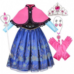 In Stock Child Cosplay Clothing Fantastic Princess Anna Costume With Accessories with Cloak HCGD-014