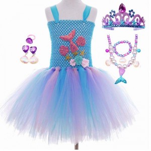 2022 Best Sell Kids Halloween Cosplay Costume Clothes Tutu Little Mermaid Costume HCMM-017