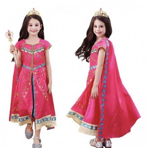 Girls Dress Up Birthday Halloween Party Little Princess Costume Arabian Dress with Cape Tiara Wand HCAL-002