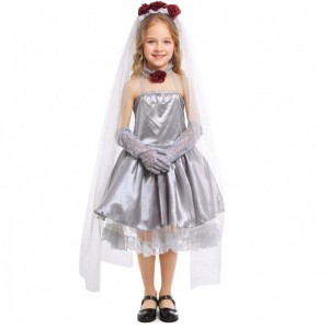 Halloween Cosplay Costume Fancy Grey Girls Ghost Bride Costume Dress HCVM-009