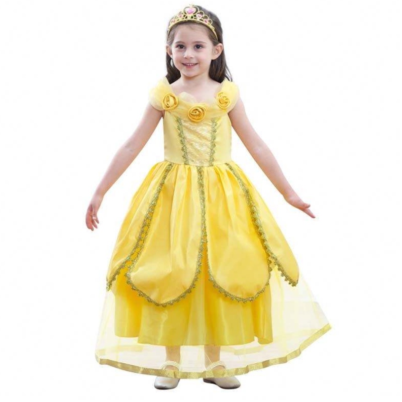 2022 New Arrivals Little Kid Ball Gown Halloween Party Cosplay Girls Princess Belle Beauty Costume HCBL-004