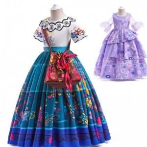 Factory Direct Supply New Carnival Kids Party Cosplay Costume Isabella Purple Encanto Dress For Kids HCIS-001