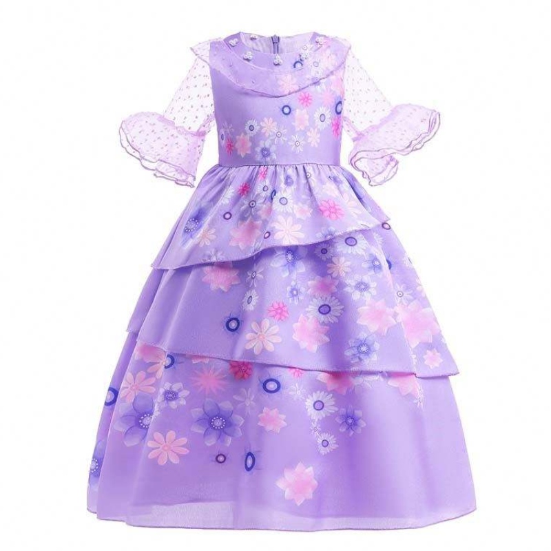 Factory Direct Supply New Carnival Kids Party Cosplay Costume Isabella Purple Encanto Dress For Kids HCIS-001