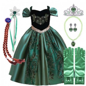 022 Best Selling Dress Baby Kids Little Girls Halloween Princess Anna Elsa Dress Costume with Cape HCGD-032
