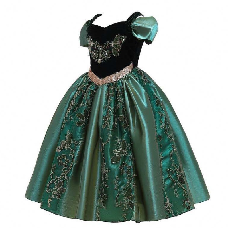 022 Best Selling Dress Baby Kids Little Girls Halloween Princess Anna Elsa Dress Costume with Cape HCGD-032