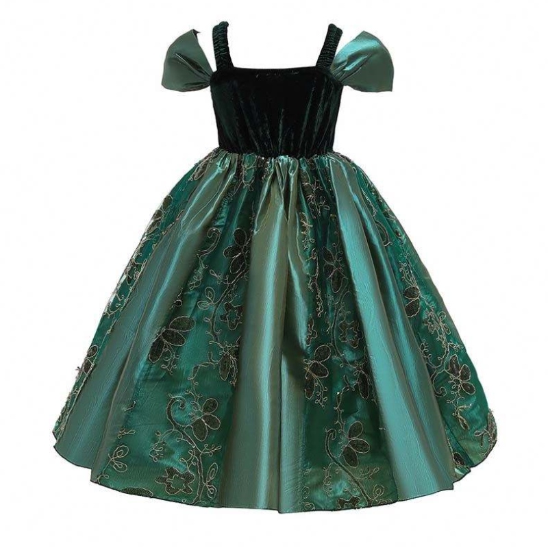 022 Best Selling Dress Baby Kids Little Girls Halloween Princess Anna Elsa Dress Costume with Cape HCGD-032