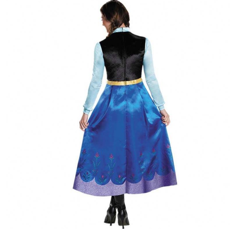 best seller 2022 Adult Elsa Anna Cosplay Woman Halloween Costume Princess Dress Adult Anna Costume with Cloak HCGD-053