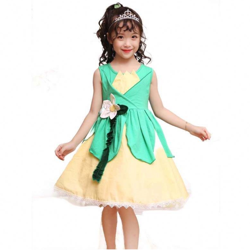 Kids Halloween Costume Tiana Costume Princess And The Frog Costume for Girls HCTB-007