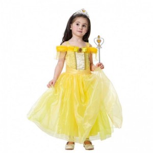 Halloween Birthday Party Cosplay Costume for Children Princess Belle Ballroom Gown HCBL-006