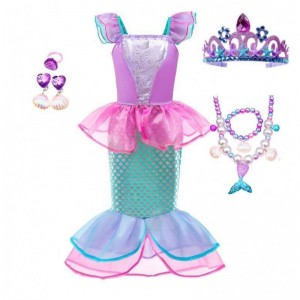 Halloween Birthday Party Christmas Costumes with Accessories Little Girls Mermaid Carnival Costume Supplies HCMM-005