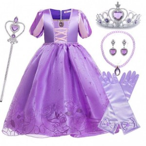 Halloween Christmas Carnival Costume Kid Princess Purple Tulle Rapunzel Dress Children HCRS-017