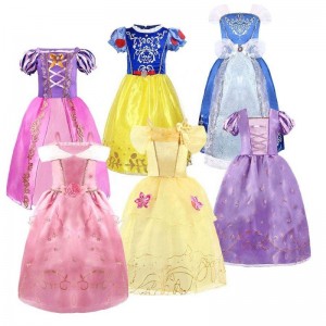 Halloween Cosplay Costume Kids Belle Aurora Sofia Summer Fancy Birthday Clothes Baby Girl Fancy Rapunzel Princess Dress