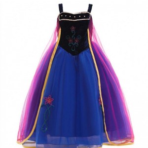 Wholesale Princess Anna Elsa Costume Long Dress Kids Christmas Party Cosplay Costume Fancy Dresses For Girls L0695