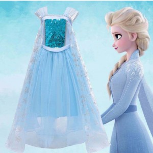 New Snow Queen Performance Costume Princess Elsa Blue Dress Halloween Costume BX1705