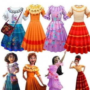 Baige Encanto Mirabel Girl Princess Costume Isabella Cosplay Dress MFMW003