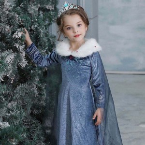 2020 Wholesale Party Elsa Anna Princess Girl Children Winter Coat Dress Up Costume With Coat