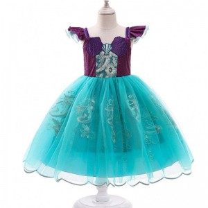 BAIGE Girls Mermaid Ariel Princess Dress Cosplay Costumes For Baby Girl Mermaid Dress Up Children Halloween Clothing