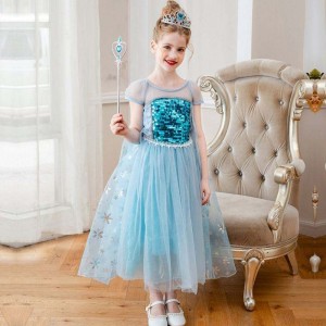 BAIGE New Arrival Sleeveless Elsa Anna Fashion Kids Costume Cosplay Girls Costume Party Dresses