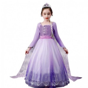 ong Sleeve Dress Elsa Dress Cosplay Performance Costume Sequined Girls Dress