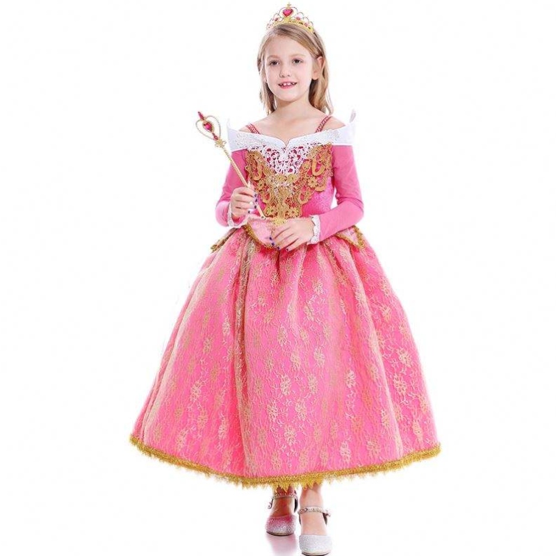 Girls Dress Sleeping Beauty Princess Aurora Lace Dress Cosplay Performance Costume D0701 SMR026