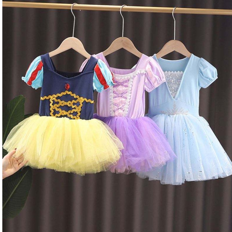 Children Elsa Anna Rapunzel Snow White Tutu Dress Princess Costume Kids Girl Performance Dance Leotard Ballet Baby Girls Dress