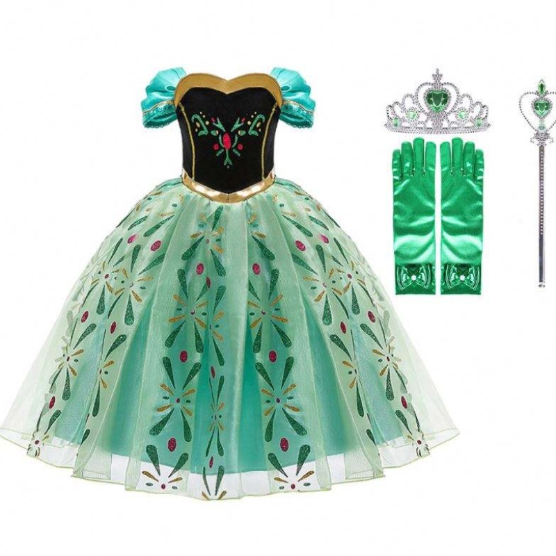 Anna Dress for Girl Cosplay Snow Queen Princess Costume Kids Halloween Clothes Children Birthday Carnival Fancy Dress and Wig