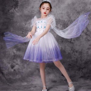 New Girl Elsa 2 Aisha White Dress Kids Princess Girls Halloween Princess Dress Tutu Summer Wedding Birthday Party dress